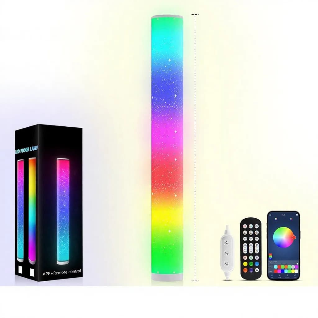 Φωτιστικό Δαπέδου LED RGB με Μοτίβο Αστεριών, Τηλεχειριστήριο και Έλεγχο Εφαρμογής