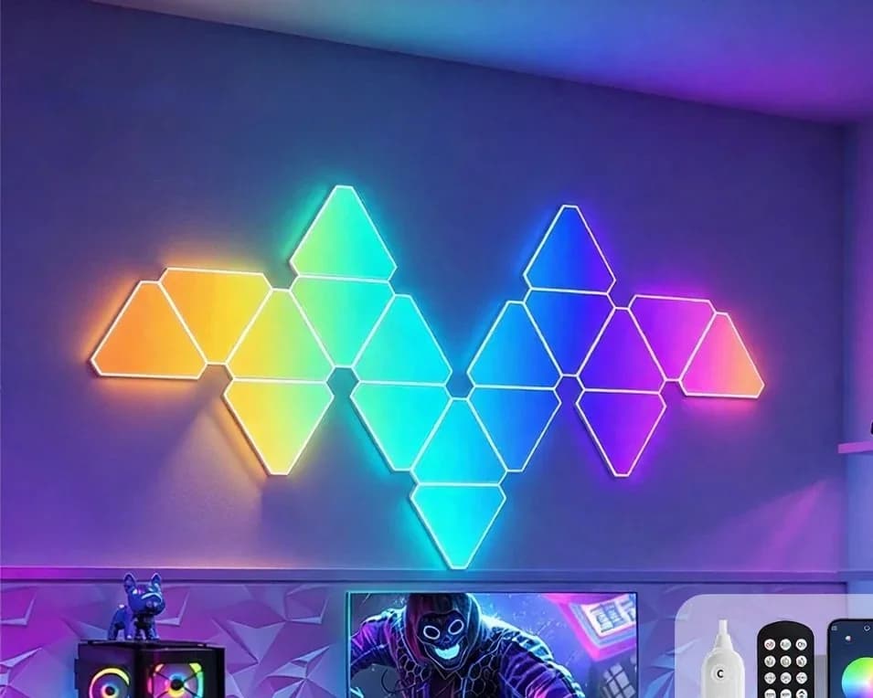 Σετ Έξυπνων Τριγωνικών Φωτιστικών Τοίχου LED RGB για Gaming