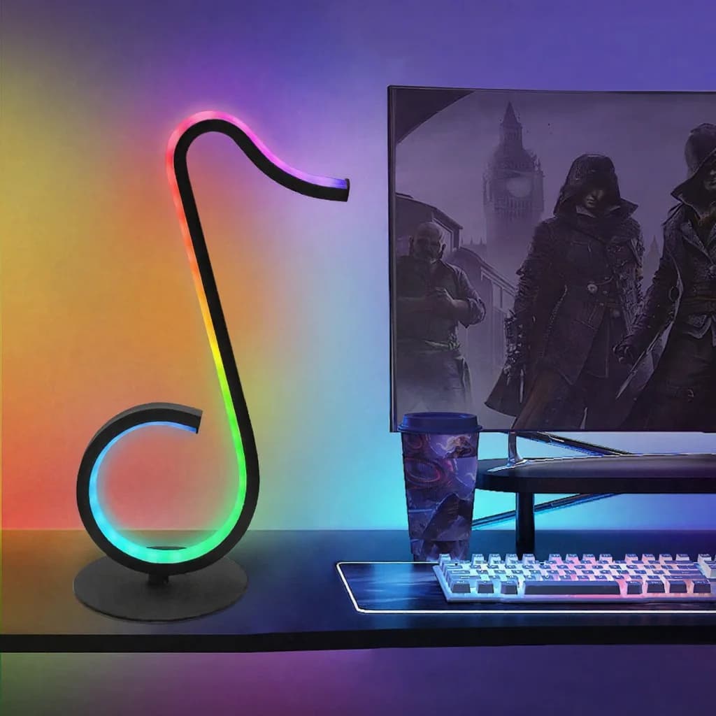 Φωτιστικό Ατμόσφαιρας RGB με Σχήμα Νότας Μουσικής, USB & Τηλεχειριστήριο