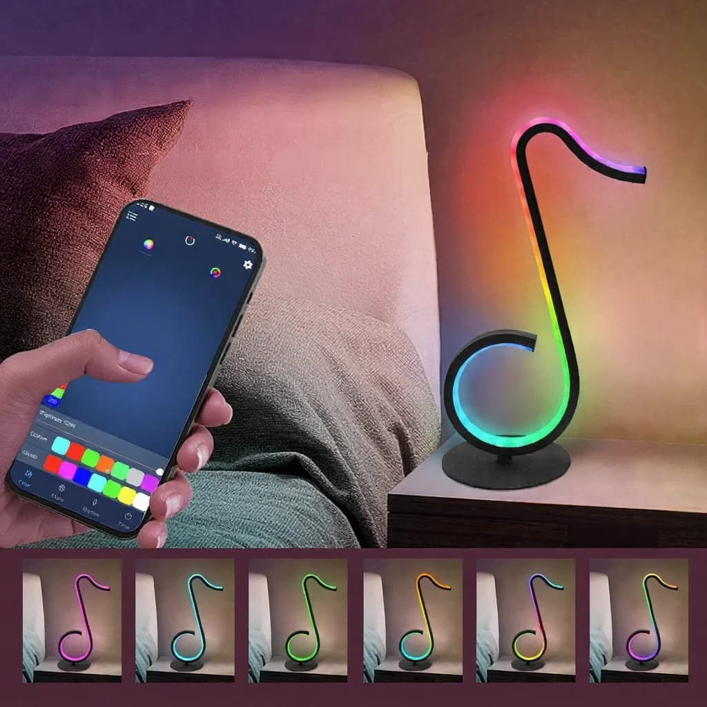 Φωτιστικό Ατμόσφαιρας RGB με Σχήμα Νότας Μουσικής, USB & Τηλεχειριστήριο