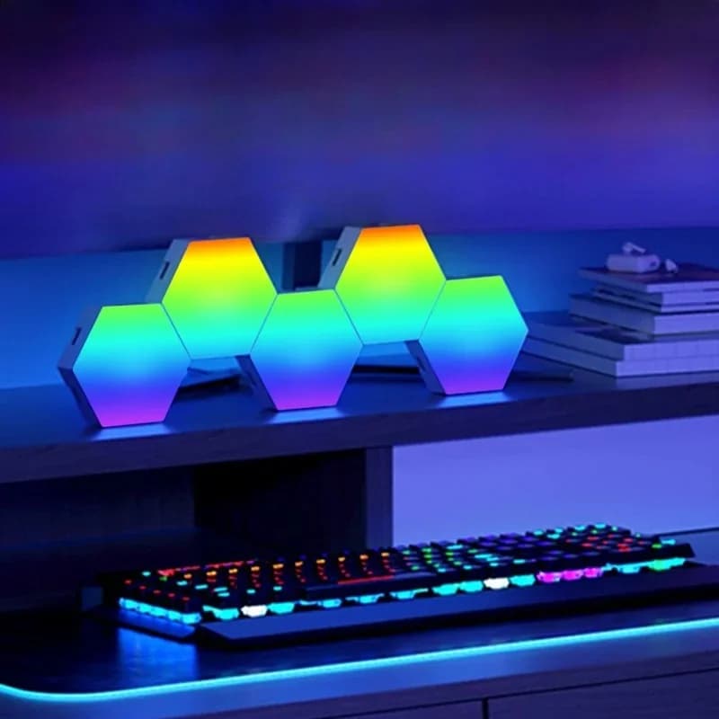 Πάνελ Φωτισμού RGB Εξαγωνικά με Αντίδραση Ήχου & Έλεγχο Εφαρμογής