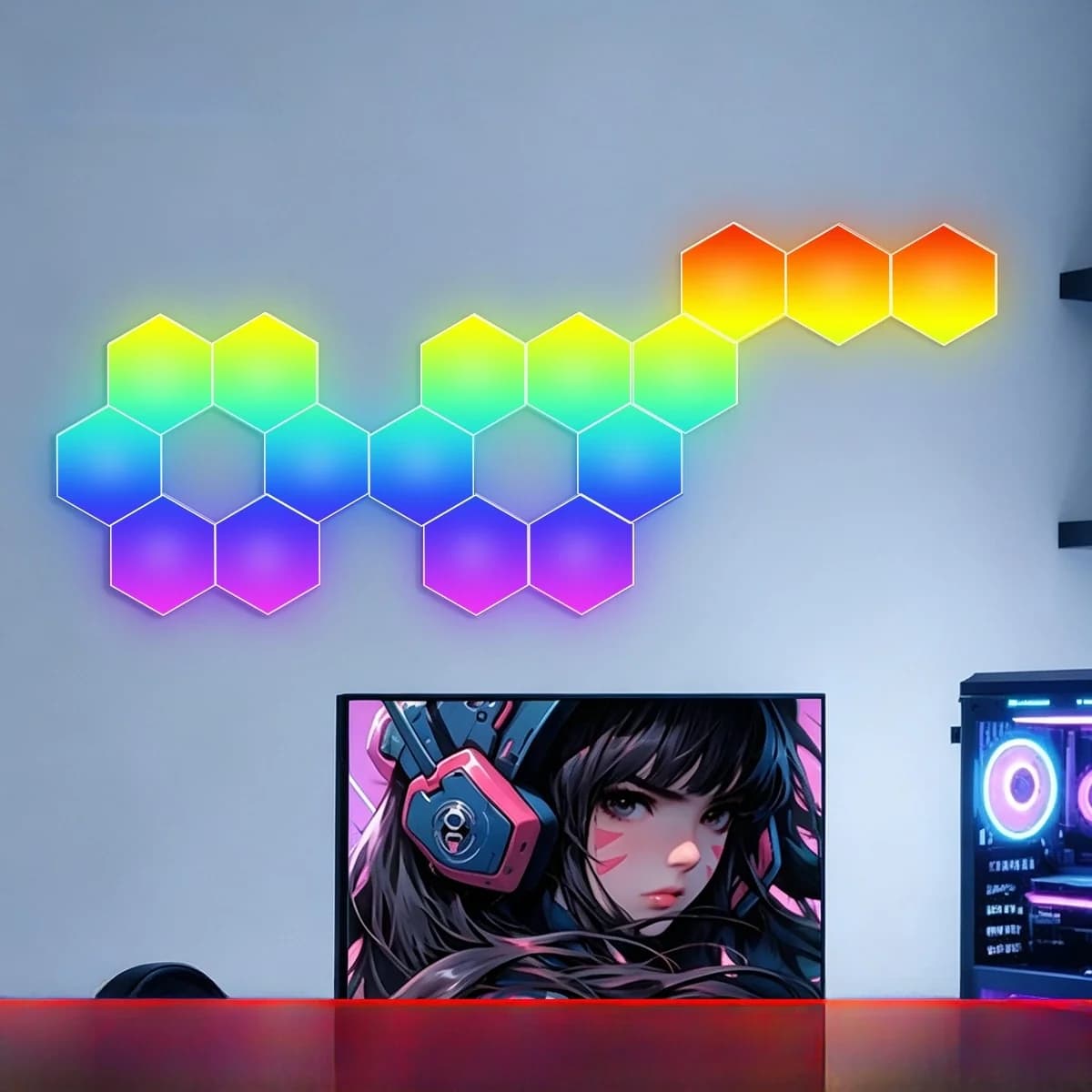 Πάνελ Φωτισμού RGB Εξαγωνικά με Αντίδραση Ήχου & Έλεγχο Εφαρμογής