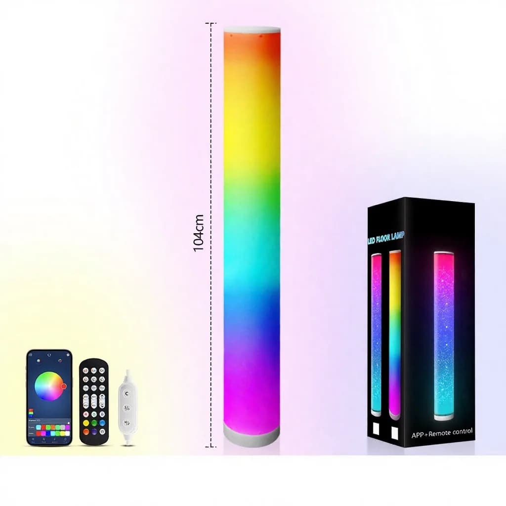 Φωτιστικό Δαπέδου Κυλινδρικό RGB με Συγχρονισμό Μουσικής και Τηλεχειριστήριο