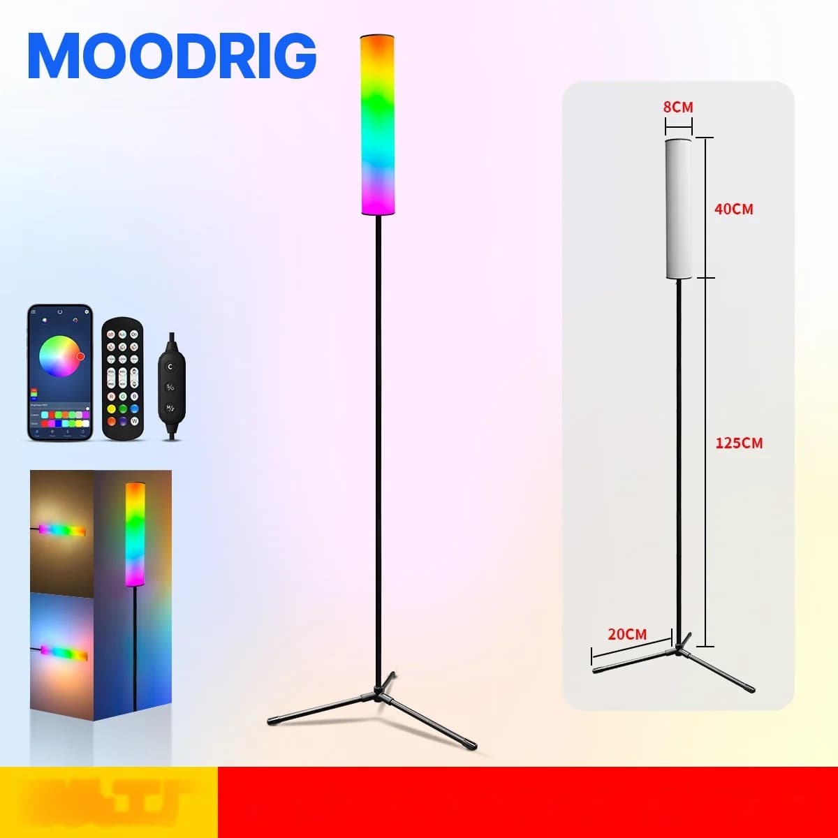 Φωτιστικό Δαπέδου Τρίποδο RGB LED με Τηλεχειριστήριο