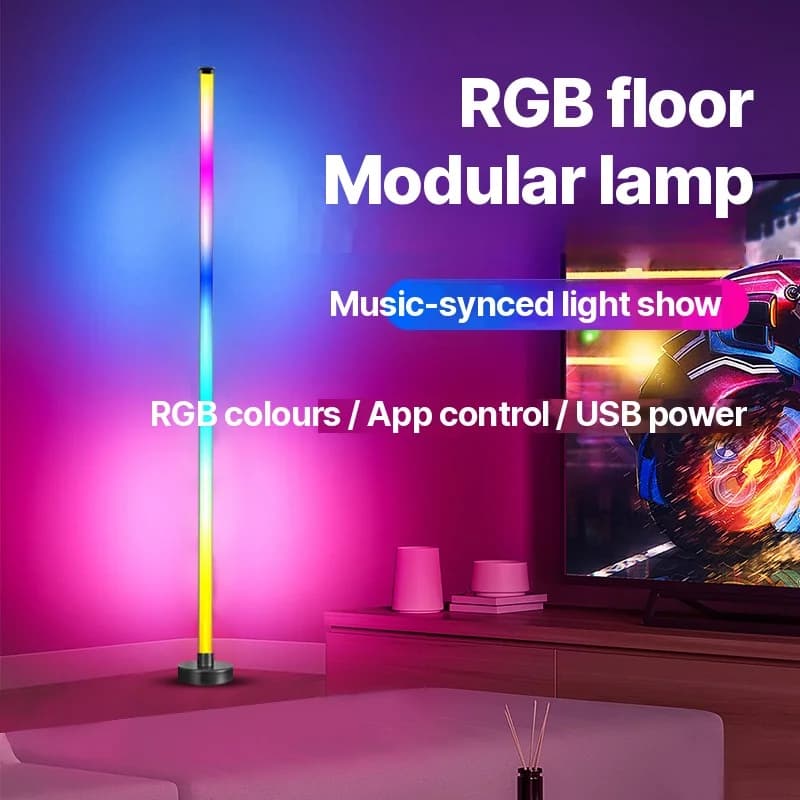 Γωνιακό Φωτιστικό Δαπέδου LED RGB με Συγχρονισμό Μουσικής, Έλεγχο μέσω App και Remote