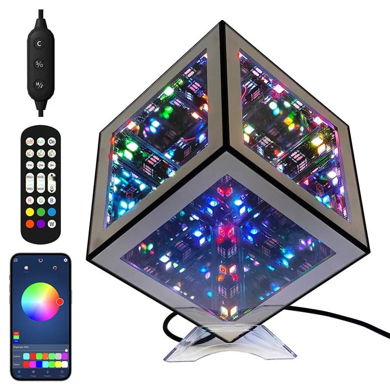 Φωτιστικό Κύβου 3D Infinity RGB με Λειτουργία Αντίδρασης στον Ήχο
