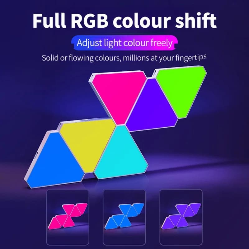 Σετ Έξυπνων Τριγωνικών Φωτιστικών Τοίχου LED RGB για Gaming